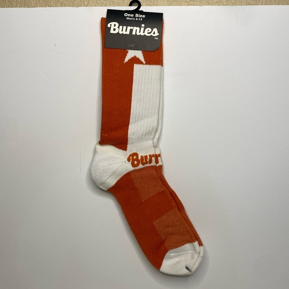 Burnies Mens Socks NWT Size 6-13 Orange with Star
